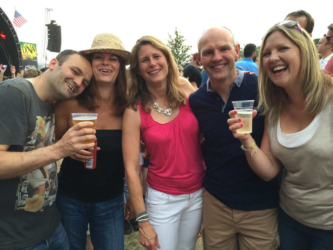 Becky Kerr with friends at a festival