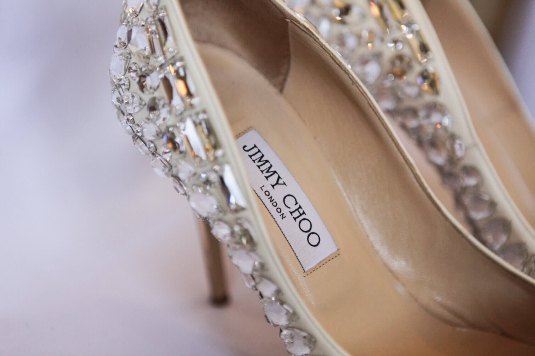Jimmy Choo wedding shoes at The sculpture Gallery Woburn