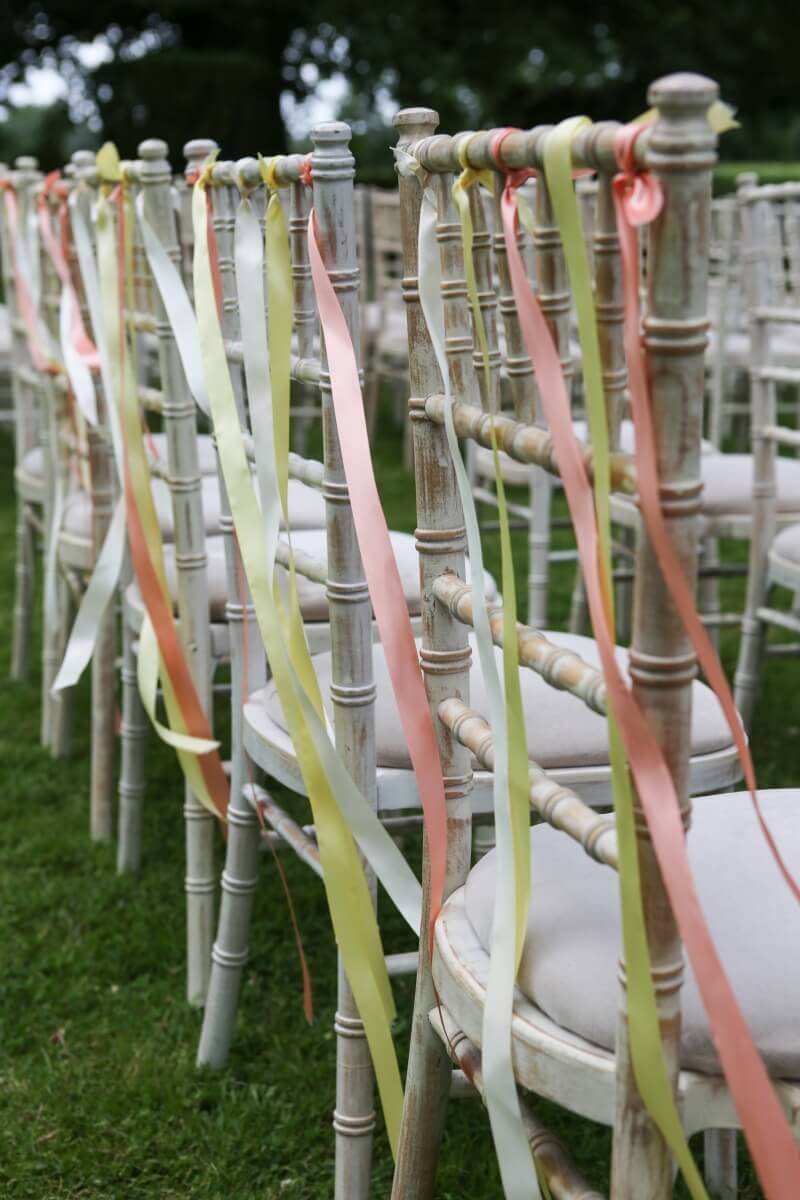 Ribbons on wedding ceremony chairs 