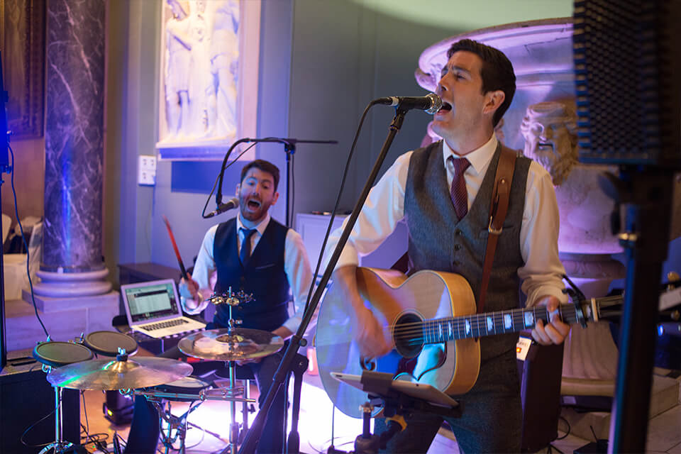 A band playing at a wedding