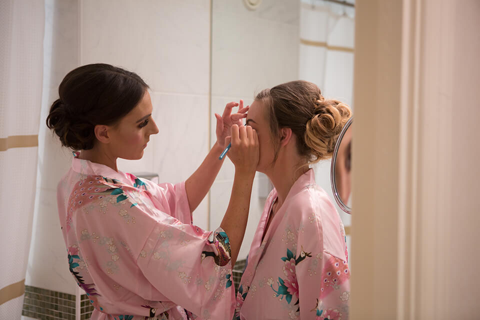 A bride getting ready for her wedding