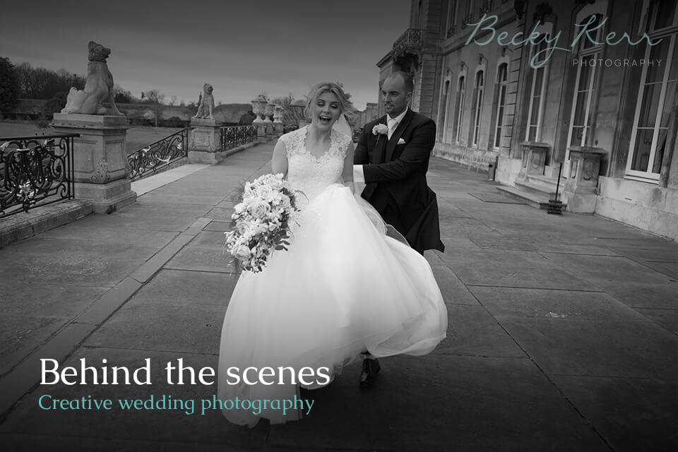 An example of behind the scenes photos in creative wedding photography