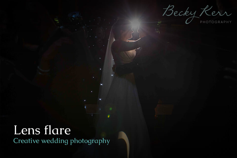An example of Lens flare in creative wedding photography