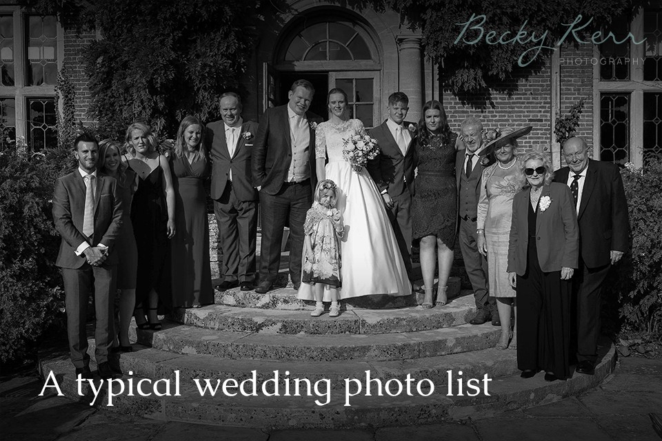 A typical wedding photo list
