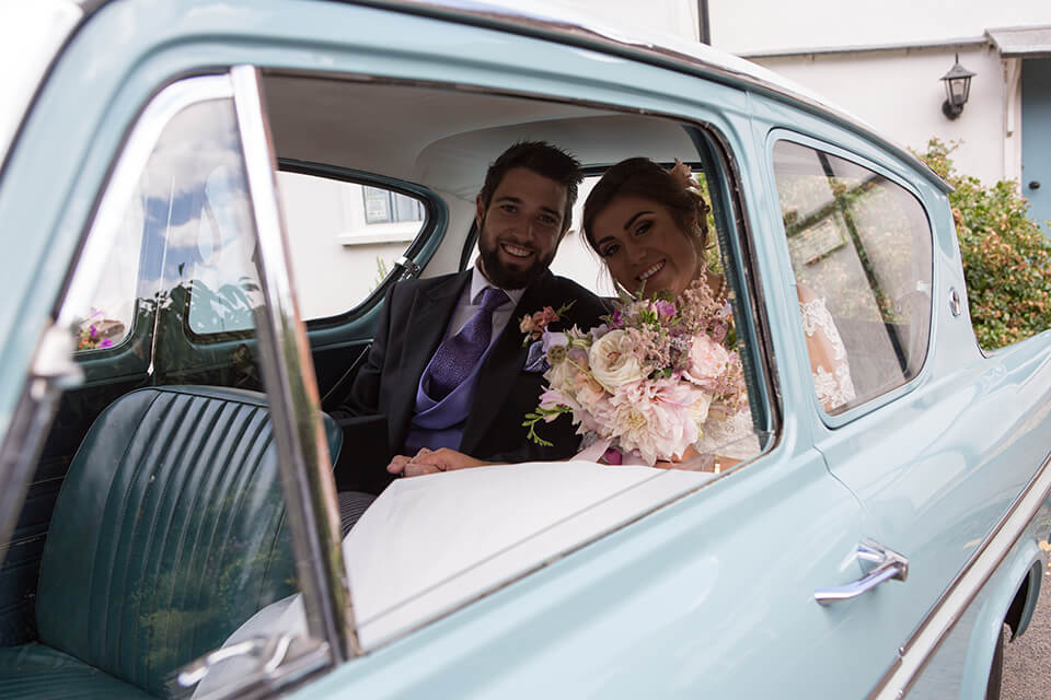 Newly weds leaving the venue