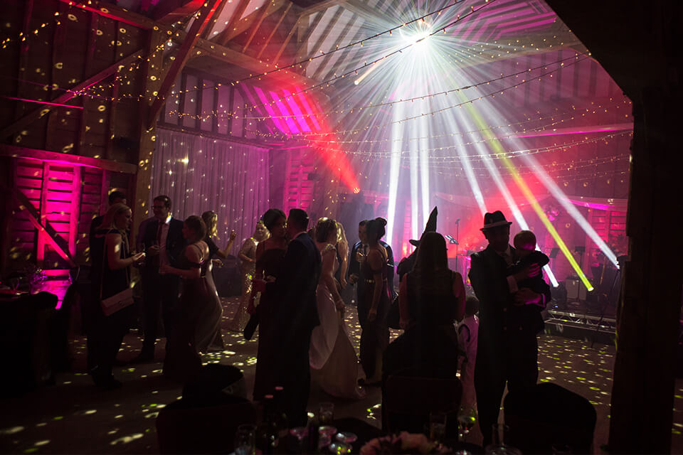 Guests dancing at a wedding reception