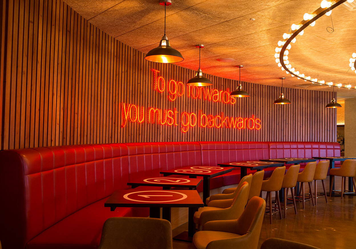 Row of tables in a restaurant