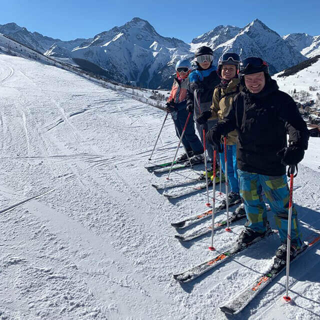 Becky Kerr skiing on holiday with friends