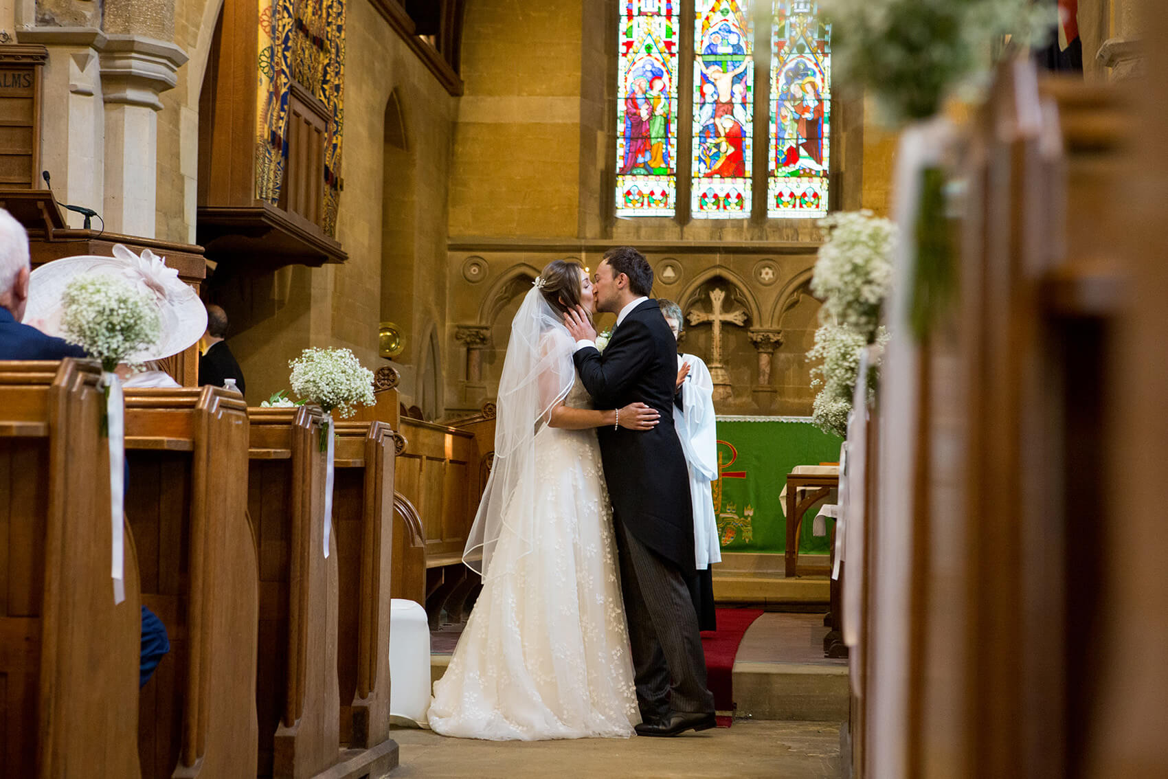 Bride and groom at the alter