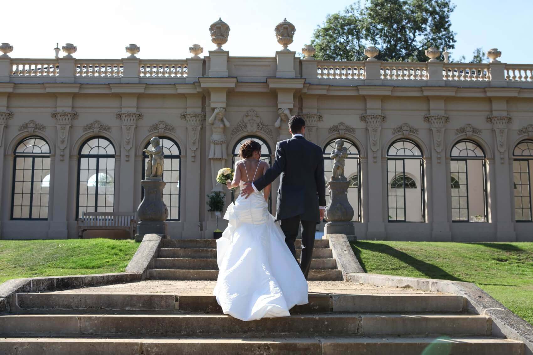 Bridge and groom in Wrest Park Bedfordshire 