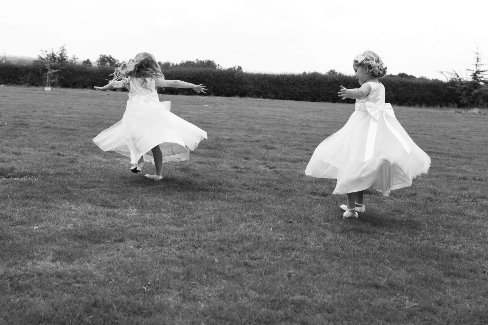 Flower girls dancing outside